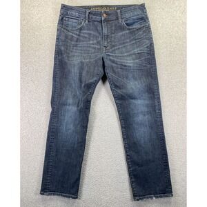 American Eagle Original Straight Jeans Mens 33x30 Dark Wash Stretch Denim